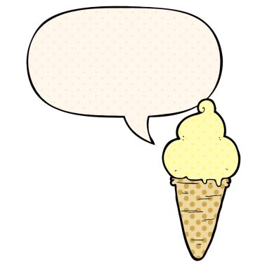 çizgi roman tarzında karikatür dondurma ve konuşma balonu