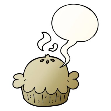 düzgün degrade tarzında karikatür pasta ve konuşma balonu