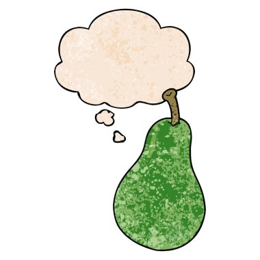 karikatür armut ve grunge doku desen tarzında düşünce balonu