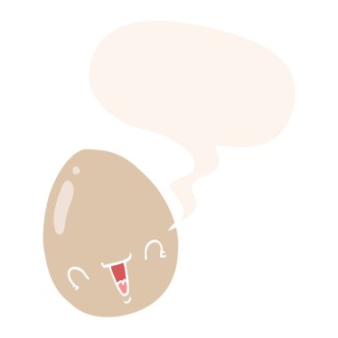 retro tarzında karikatür yumurta ve konuşma balonu