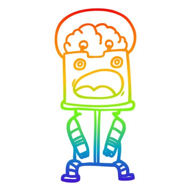 gökkuşağı degrade çizgi çizim karikatür robot