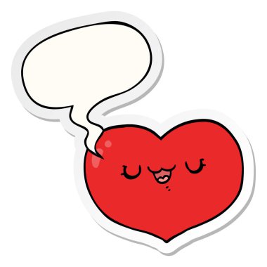 karikatür aşk kalp ve konuşma kabarcık etiket