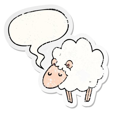 karikatür koyun ve konuşma balonu sıkıntılı etiket