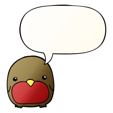 pürüzsüz degrade tarzında sevimli karikatür penguen ve konuşma balonu