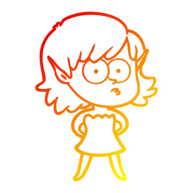 elbise karikatür elf kız çizim sıcak degrade çizgi çizim