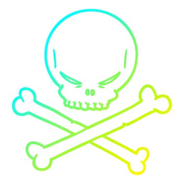 soğuk degrade çizgi çizim karikatür kafatası ve çapraz kemikler