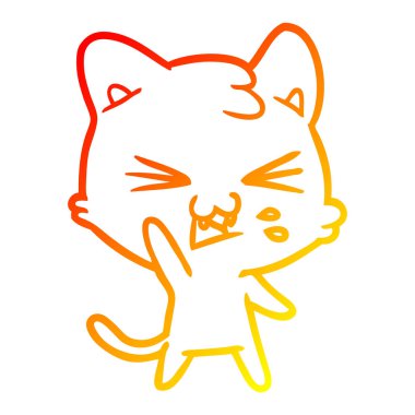 sıcak degrade çizgi çizim karikatür kedi hissing
