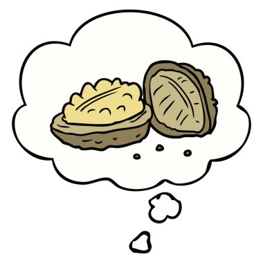 karikatür ceviz ve düşünce balonu