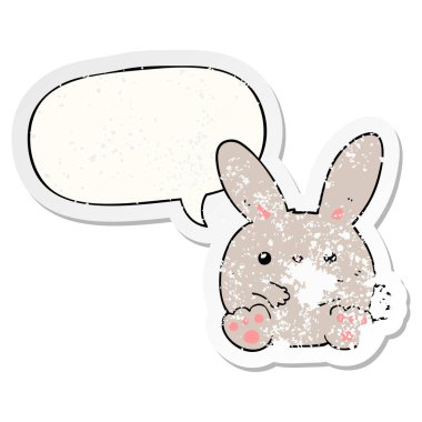 karikatür tavşan ve konuşma kabarcık sıkıntılı Sticker