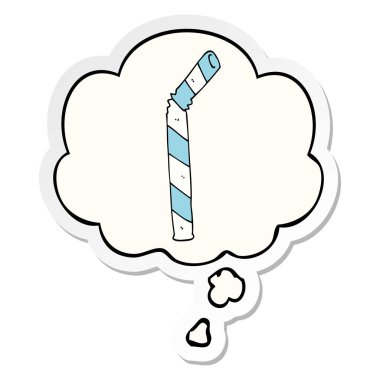 karikatür saman ve baskılı bir etiket olarak düşünce balonu