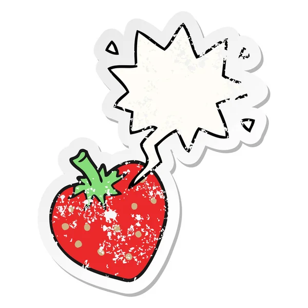 卡通草莓和语音泡沫苦恼贴纸 — 图库矢量图片