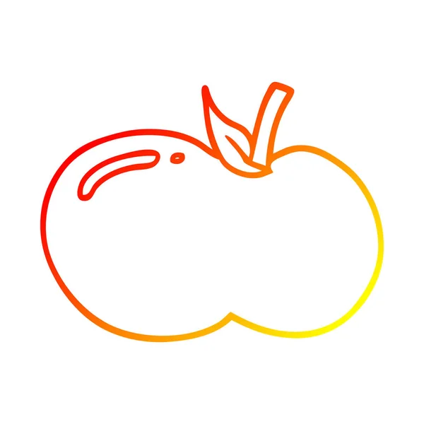 Тепла градієнтна лінія малювання мультяшне яблуко — стоковий вектор