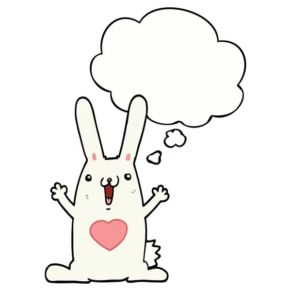 Cartoon rabbit in love and thought bubble — Stock Vector