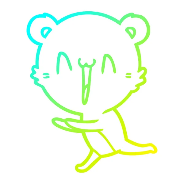 Kall gradient linje ritning Running Bear Cartoon — Stock vektor