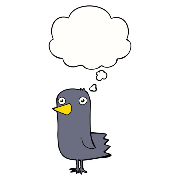 Karikatür kuş ve düşünce balonu — Stok Vektör