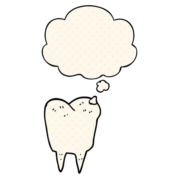 Мультяшный зуб и мыльный пузырь в стиле комиксов — стоковый вектор