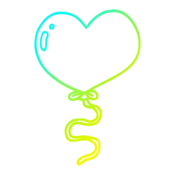 Koude gradiënt lijntekening cartoon liefde hart ballon — Stockvector