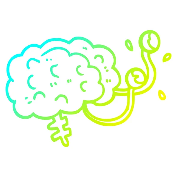 Studená Přechodová čára kresba kreslená obluda mozek — Stockový vektor