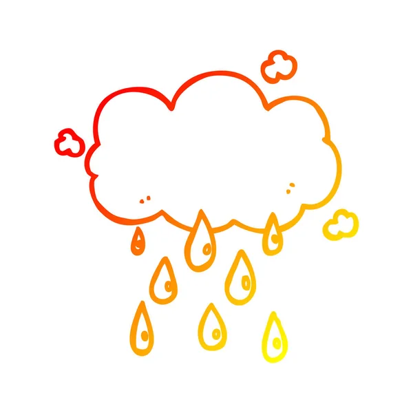Warme kleurovergang lijntekening cartoon wolk regent — Stockvector