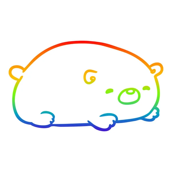 Rainbow gradient line drawing cute polar bear — Stock Vector