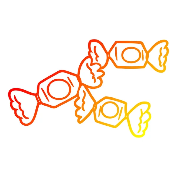 Chaud gradient ligne dessin dessin animé enveloppé bonbons — Image vectorielle