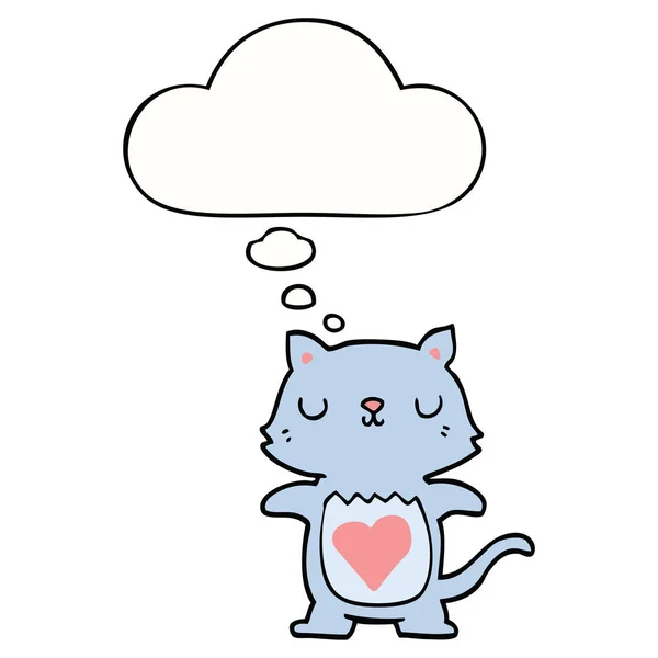 Leuke cartoon kat en gedachte Bubble — Stockvector