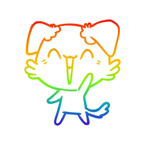 彩虹渐变线绘制快乐小狗卡通 — 图库矢量图片