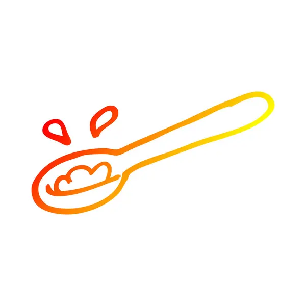 Meleg színátmenet vonal rajz rajzfilm kanál élelmiszer — Stock Vector