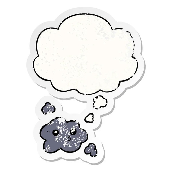Leuke cartoon wolk en gedachte Bubble als een verdrietig versleten stok — Stockvector