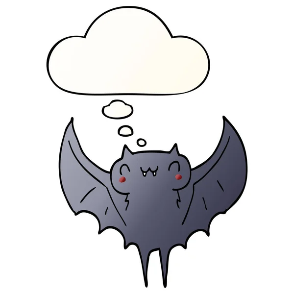Morcego dos desenhos animados e bolha de pensamento em estilo gradiente suave — Vetor de Stock