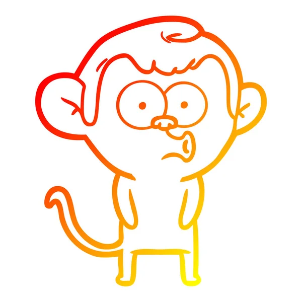 Chaud gradient ligne dessin dessin animé hooting singe — Image vectorielle