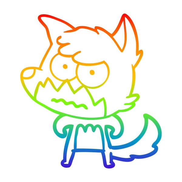 Arco-íris linha gradiente desenho cartoon irritado raposa —  Vetores de Stock