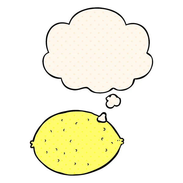 Fumetto limone e bolla di pensiero in stile fumetto — Vettoriale Stock