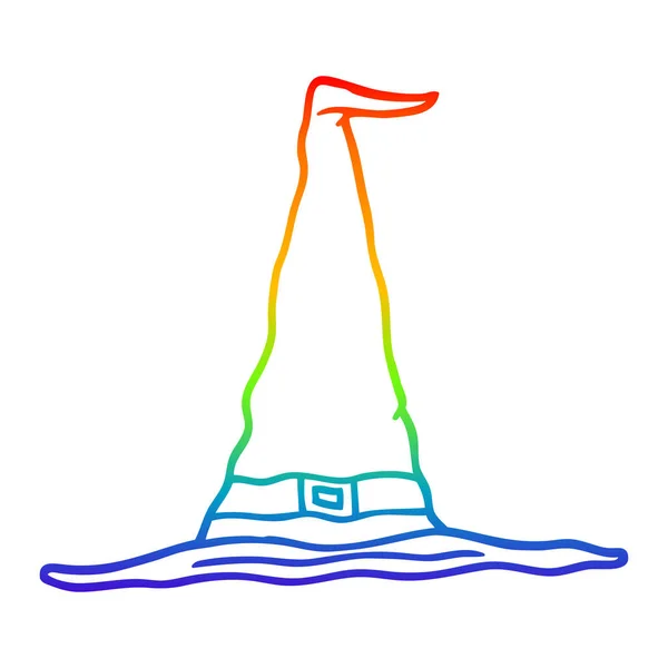 Linea gradiente arcobaleno disegno cartone animato cappello strega — Vettoriale Stock
