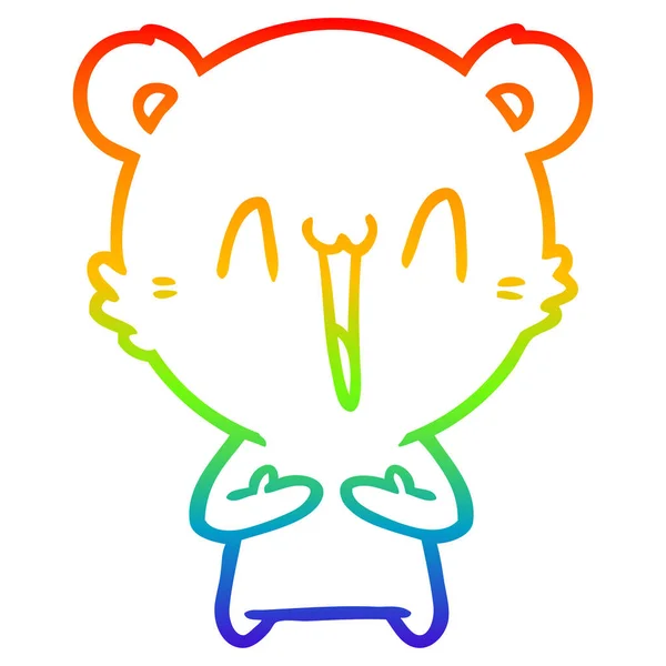 Regenboog gradiënt lijntekening gelukkig ijsbeer cartoon — Stockvector