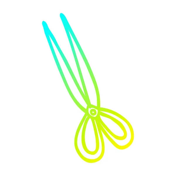 Cold gradient line drawing cartoon scissors — Stock Vector