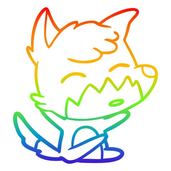 Arco-íris linha gradiente desenho cartoon fox —  Vetores de Stock