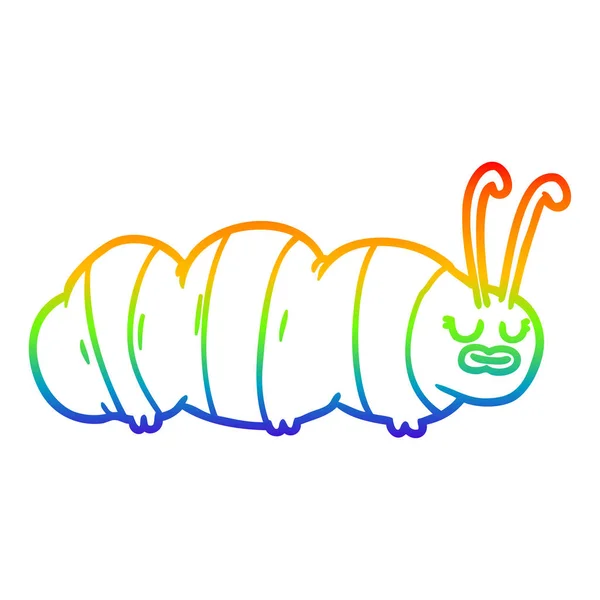 Arco-íris linha gradiente desenho engraçado cartoon bug — Vetor de Stock