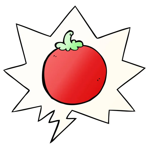 Bulle de tomate de dessin animé et de discours dans le style de gradient lisse — Image vectorielle