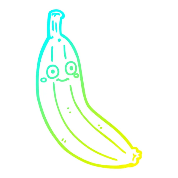 차가운 그라데이션 라인 그리기 만화 바나나 — 스톡 벡터