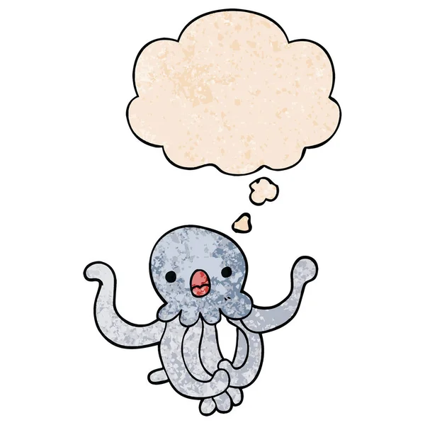 Cartoon Jellyfish i myśli bańka w grunge tekstury wzór s — Wektor stockowy