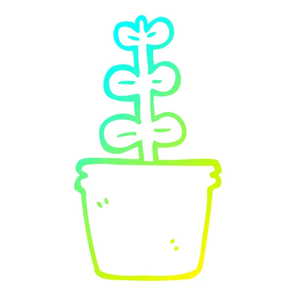 Kall gradient linje ritning Cartoon House Plant — Stock vektor