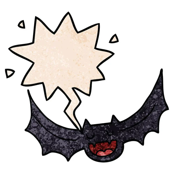 retro doku tarzında karikatür yarasa ve konuşma balonu