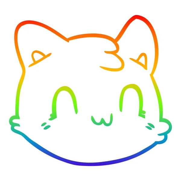 Regenboog gradiënt lijntekening cartoon kat gezicht — Stockvector