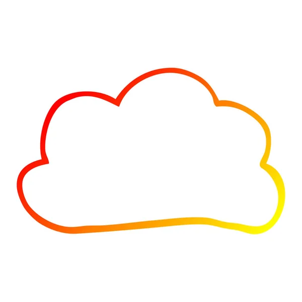 Warm gradient line drawing cartoon weather cloud — Stock Vector