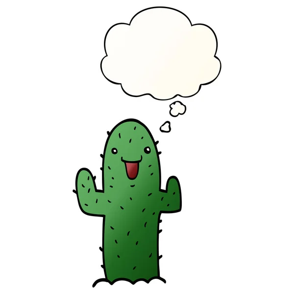 Cartoon-Kaktus und Gedankenblase im sanften Gradienten-Stil — Stockvektor