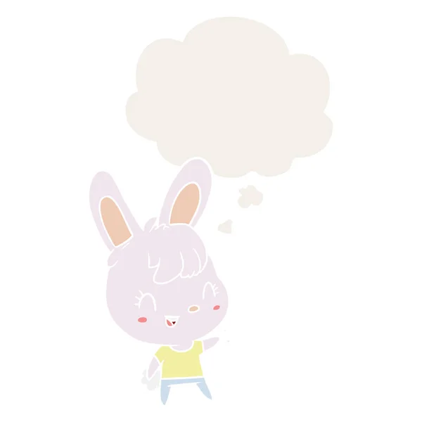 Karikatür tavşan ve retro tarzında düşünce balonu — Stok Vektör