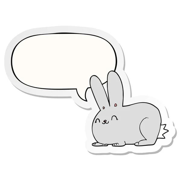 Cartoon rabbit and speech bubble sticker — Stock Vector