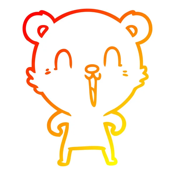Linea gradiente caldo disegno felice cartone animato orso — Vettoriale Stock