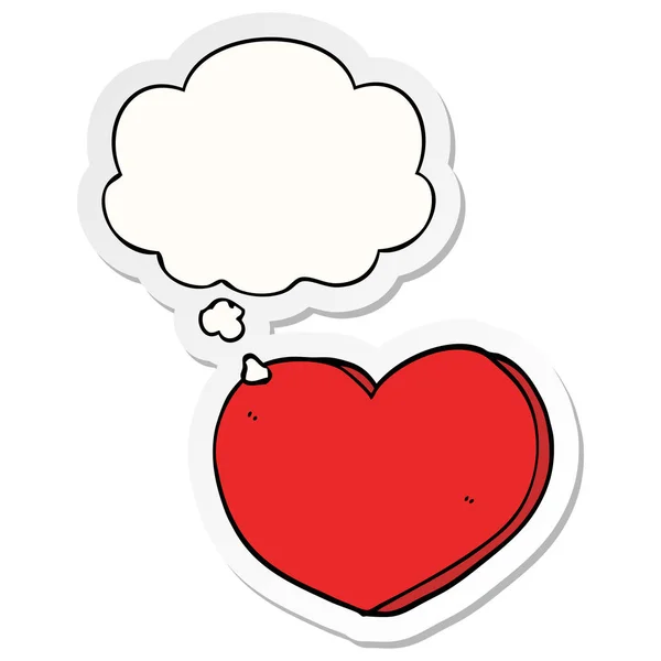 Καρτούν καρδιά και φούσκα σκέψης ως τυπωμένο αυτοκόλλητο — Διανυσματικό Αρχείο